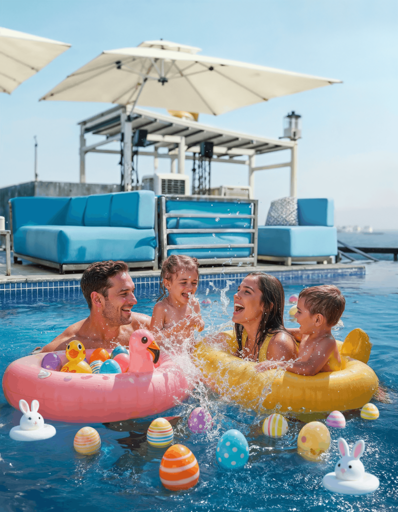 Family By The Pool Easter